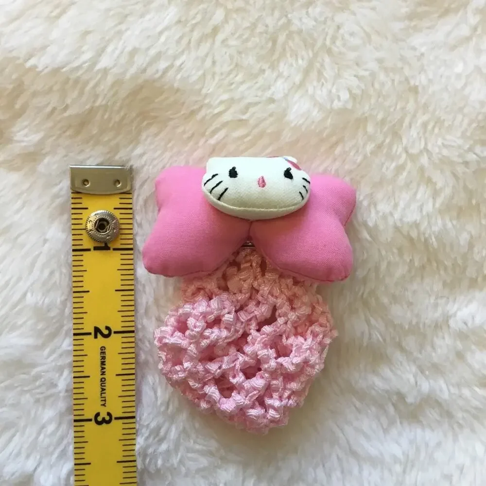 Vintage-Hello Kitty Pink Crochet Wrap Hair Clip Set
